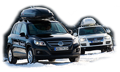 VW Tiguan and Touareg with KAMEI Corvara roof boxes